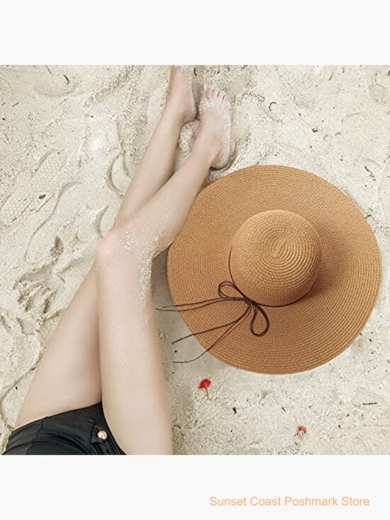 Floppy Wide Brim Straw Sun Hat Foldable Beach Travel main image 6